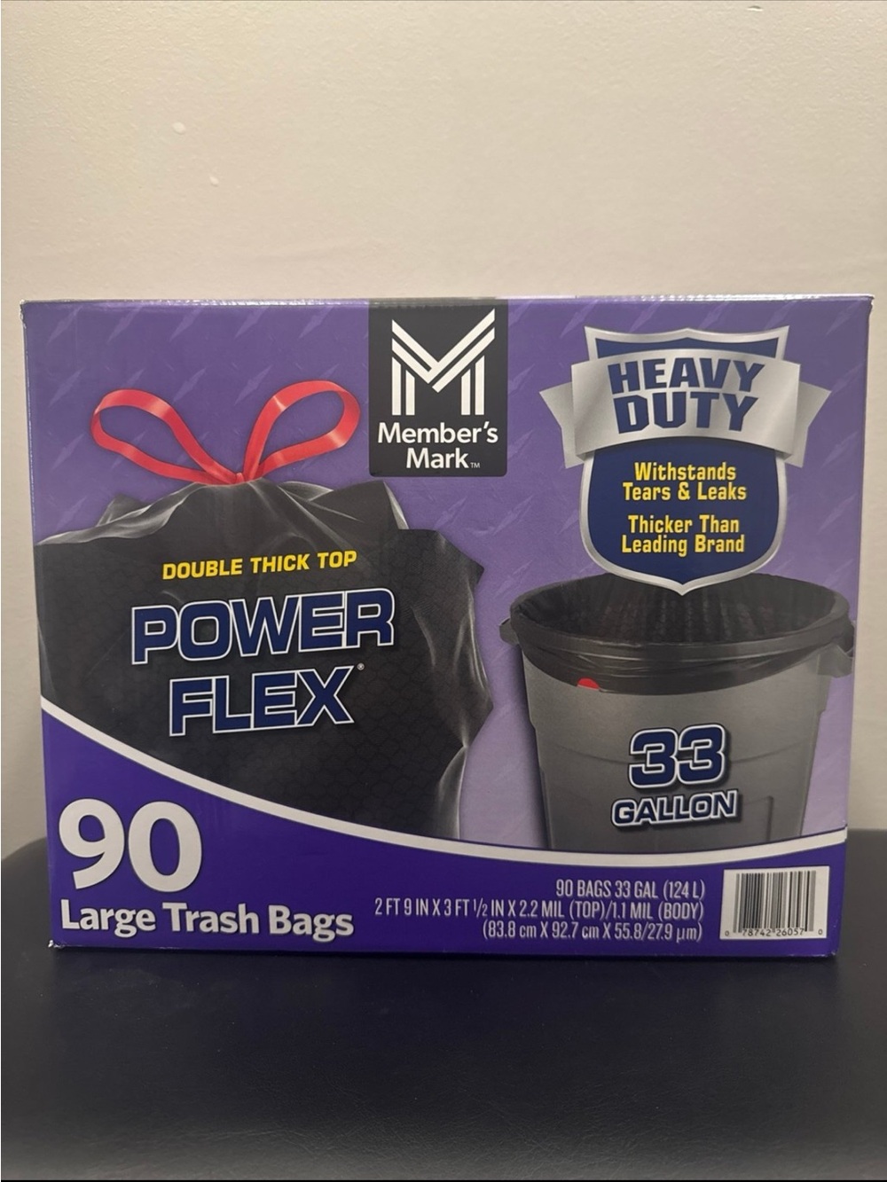 Power Flex Heavy Duty Black Trash Bags - 33 Gallon, 90 Count
